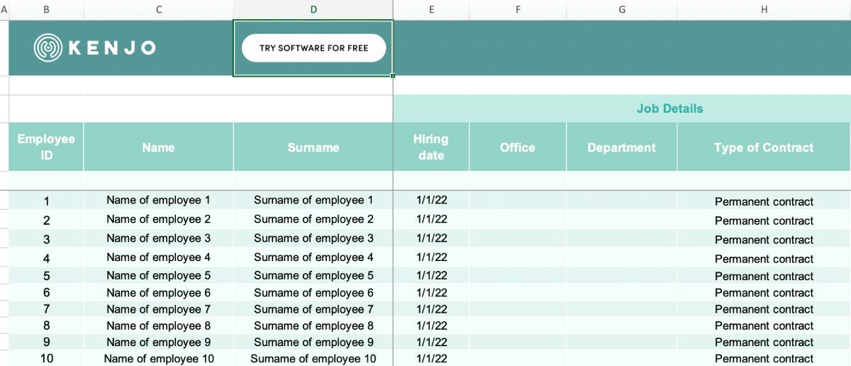 Employee Database Template In Excel